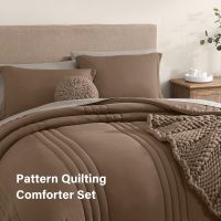 Monbix Queen Comforter Set - 7 Pieces Raw Umber Bed in a Bag Queen Bedding Sets with Comforters, All Seasons Down Alternative Comforter Bed Set with Sheets,Pillowcases & Shams - Image 4