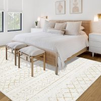 Area Rug for Living Room 6x9: Large Washable Boho Moroccan Rugs Geometric Neutral Rug, Non-Slip Foldable Morden Farmhouse Indoor Floor Carpet for Bedroom Dining Table Home(Beige,6X9) - Image 3