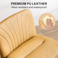 Redlife Leather Swivel Desk Chair Cross Legged Office Chair Wide Accent Chairs Height Adjustable Criss Cross Chairs, Wrapped Double Cushion, for Living Room Bedroom Reading Room (Brown) - Image 5