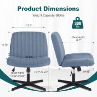 OLIXIS Criss Cross Chairs Legged Armless No Wheels Wide Seat Height Adjustable Swivel Rolling Padded Fabric Home Office Desk Seating for Bedroom, Student, Study Room - Image 2