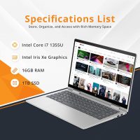 HP Envy x360 2-in-1 14" FHD Touchscreen Laptop, Intel i7-1355U, 16GB RAM, 1TB SSD, Backlit Keyboard, 5MP Camera, Fingerprint Reader, Wi-Fi 6E, Win 11, Silver - Image 2