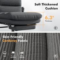 Criss Cross Chair with Wheels & Flip-up Arms, Executive Office Chair with Foot Rest, Swivel Cross Legged Office Chair, Corduroy Fabric Comfy Computer Desk Chair, Vanity Chair for Home, Black - Image 6