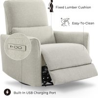 CHITA Power Recliner Chair Swivel Glider, FSC Certified Fabric Living Room Nursery Reclining Sofa Chair with Lumbar Support, Dove Grey - Image 6