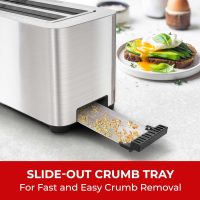 Mueller UltraToast Full Stainless Steel Toaster 4 Slice, Long Extra-Wide Slots for Bagels and Waffles, 6 Browning Levels, LED Display, Cancel/Defrost/Reheat Functions & Removable Tray, Kitchen Gadgets - Image 7