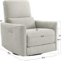 CHITA Power Recliner Chair Swivel Glider, FSC Certified Fabric Living Room Nursery Reclining Sofa Chair with Lumbar Support, Dove Grey - Image 2