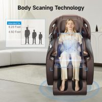 Real Relax 2025 Massage Chair Full Body,Zero Gravity 3D SL-Track Shiatsu Massage Recliner Chair with Heat Body Scan Bluetooth Foot Roller APP Control, Child Lock, Favor-06,Brown - Image 6