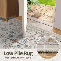 5x7 Area Rugs for Bedroom & Living Room - Washable Floral Boho Vintage Rug,Soft & Non-Slip,Low Pile Wool Carpet for Indoor Dining Room,Girls Room,Nursery Room and Kids Room(Grey) - Image 8