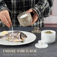 Marble Salt Cellar with Lid 3" White and Oceanic Celtic Salt & Pepper Containers Home & Kitchen, Salt & Sugar Salt Bowls, Kitchen Table Decor - Image 4