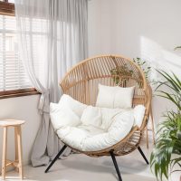 Shintenchi Wicker Egg Chair Outdoor Rattan Patio Chair with Cushion,Oversized Patio Lounge Chairs with Cushion Egg Basket Chair, Egg Seat for Indoor Living Room Bedroom Outside Patio Backyard Balcony - Image 8