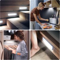 6 Pack Under Cabinet Lighting Wireless, 32 LED Rechargeable Battery Motion Sensor Light Indoor, Stick On Magnetic Closet Lights, Under Counter Lights for Kitchen, Stairs, White 8 in - Image 7
