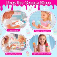 Wooden Ice Cream Toys Kids Toy Food for Toddler Girls 3+, Ice Cream Shop Playset, Pretend Play Kitchen Toys with Display Counter & Fake Money - Wooden Food Toys for 3 4 5 Year Old Girls Boys Birthday - Image 5