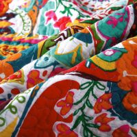 Qucover California King Quilt, Boho Paisley Pattern Colorful Cotton Quilt, 3 Piece Lightweight Oversized King Quilt, with Pillow Shams, Multicolor Red, Pink, Orange and Blue Cal King Quilt, 118x106 - Image 4