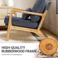 COLAMY Mid Century Modern Accent Chair with Lumbar Pillow, Relaxing Armchair with Solid Wood Frame & Soft Cushion, Reading Leisure Chair for Living Room,Bedroom,Waiting Room（Blue） - Image 4