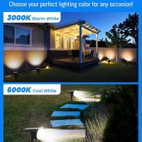 Brightown Solar Lights Outdoor Waterproof IP67, [Cool & Warm Light 2-in-1] Solar Spot Lights Outdoor, 2 Colors 3 Brightness Levels LED Outdoor Solar Lights for Yard Pathway Garden House, 2 Pack - Image 3