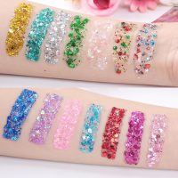 AROIC 14 Colors Body Glitter, Face & Hair Glitter Gel Set for Festival, Eye Shimmer for Women Glow in The Dark Rave Accessories Party Supplies, Face Paint Hair/Cheek/Eyelid Sparkle Makeup(18ml/Tube) - Image 3