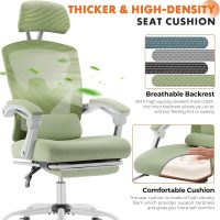 Sweetcrispy Office Computer Desk Chair, Ergonomic High-Back Mesh Rolling Work Swivel Chairs with Wheels, Comfortable Lumbar Support, Comfy Arms for Home, Bedroom, Study, Student, Green - Image 3