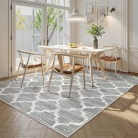Lahome Moroccan Washable Rugs 8x10,Grey Rug for Living Room,Soft Boho Large Bedroom Rug 8x10 Under Bed Boho Dining Room Rugs for Under Table Geometric Office Room - Image 3