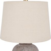 Nourison Home 23" Greyish Brown Earth Tone Rustic Farmhouse Ceramic Table Lamp for Bedroom, Living Room, Dining, Office, with Beige Linen Shade - Image 6
