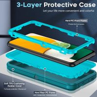 LeYi Compatible for Samsung Galaxy-A13-5G-Phone Case: Samsung A13 Phone Case with Tempered Glass Screen Protector, 3 in 1 Rugged Cover, Military Grade Shockproof Funda para Galaxy A 13 5G Case, Teal - Image 2