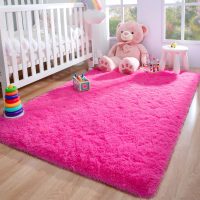 Foxmas Soft Fluffy Area Rugs for Bedroom Kids Room Plush Shaggy Nursery Rug Furry Throw Carpets for Boys Girls, College Dorm Fuzzy Rugs Living Room Home Decorate Rug, 2ft x 3ft, Hot Pink - Image 3