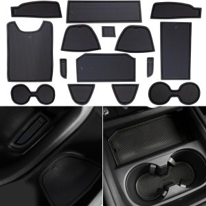 Center Console Liner for Honda HRV Accessories 2023 2024 2025 2026, for HR-V Cup Holder Pad, Door Pocket Interior, Door Slot Mat, Non-Slip Trim, Custom Rubber Decoration Insert (15pcs, Black)