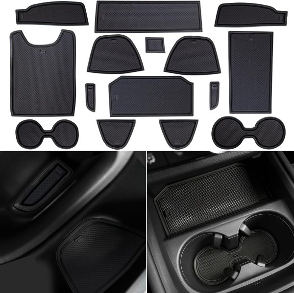 Center Console Liner for Honda HRV Accessories 2023 2024 2025 2026, for HR-V Cup Holder Pad, Door Pocket Interior, Door Slot Mat, Non-Slip Trim, Custom Rubber Decoration Insert (15pcs, Black)