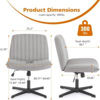 Sweetcrispy Criss Cross Chair Legged, Armless Office Swivel Desk Chair No Wheels, Vanity Height Adjustable Wide Seat Comfy Cute Computer Task Seating for Home Bedroom - Image 2