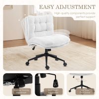 Dowinx Criss Cross Chair with Wheels, Dual-Layer Thickened Cushion, Premium Fabric Morden Home Vanity Chair Wide Seat, Cream White - Image 6