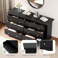 YESHOMY Black Dresser for Bedroom,6 Drawer Dressers, Storage Chest of Drawers for Hallway,Living Room, Entryway - Image 3