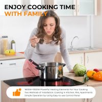 Euhomy 4 Burners Cooktop 24 inch, 220V Electric Stove Top Burner, 16 Level and Touch Control, 6000W Built-in Electric Burners for Cooking, Child Lock, Timer, Residual Heat Indicator, No Plug - Image 2