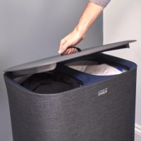 Joseph Joseph Tota 90 liter/23.8 gallon Laundry Hamper Separation Basket with lid, 2 Removable Washing Bags with Handles - Black - Image 3