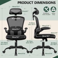 FelixKing Office Chair Ergonomic Desk Chair with Headrest, High Back Computer with Adjustable Lumbar Support and Wheels,Executive Swivel Comfy with flip-up Armrests for Home Office - Image 2
