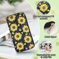 PU Leather Purse for Women, Long Womens Purse with Flower Pattern Multi Compartments Stylish Womens Wallet with Zipper (White) - Image 3