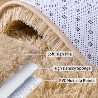 Soft Runner Rugs for Bedroom Hallways, 2x6 Beige Fluffy Shag Throw Area Rug Non Slip for Bedside Dorm, Long Shaggy Furry Carpet for Nursery Living Room - Image 5