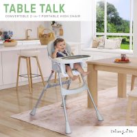Dream On Me Portable 2-in-1 Tabletalk High Chair, Convertible Compact High Chair, Light Weight Portable Highchair, Grey - Image 2
