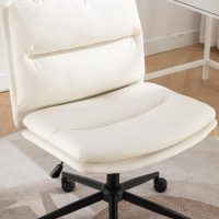 Roundhill Bizerte Adjustable Swivel Criss Cross Chair, Wide Seat Office Chair Vanity Chair, White - Image 10