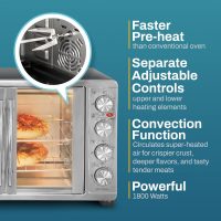 Elite Gourmet ETO-4510M French Door 47.5Qt, 18-Slice Convection Oven 4-Control Knobs, Bake Broil Toast Rotisserie Keep Warm, Includes 2 x 12" Pizza Racks, Stainless Steel - Image 5