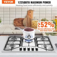 VEVOR 30-inch Gas Cooktop, 5 Burners Built-in Gas Stove Top, Max 12250BTU NG/LPG Convertible Stainless Steel Natural Gas Hob, with Thermocouple Protection for Camping, RV, Apartment - Image 2