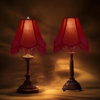 GO&SO Set of 2 Burgundy Silk Scalloped Lamp Shade, Petal Edge Braid with Burgundy Fringe Trim, 6"x13"x10.6"(Spider), Victorian Bell Lamp Shades, Replacement Shades for Table,Floor Lamps, Easy Assembly - Image 6