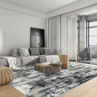 5x7 Area Rugs Washable Rug: Modern Abstract Living Room Rug Soft Anti-Skid Thin Carpet Indoor Floor Non-Shedding Carpets for Bedroom Dining Room Farmhouse Nursery Home Office Black Grey Gold - Image 4
