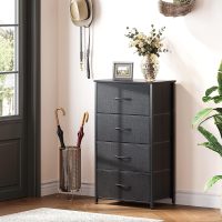 ODK Dresser for Bedroom with 4 Storage Drawers, Small Dresser Chest of Fabric Drawers with Sturdy Steel Frame, Wood Top, Black - Image 7
