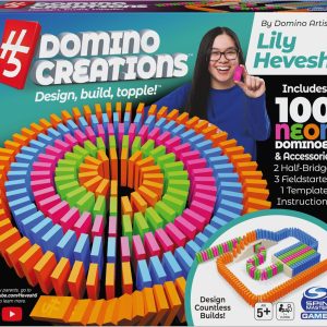 Spin Master Games, Lily Hevesh H5 Domino Creations 100-Piece Neon Dominoes Set, Building Toys for Kids & Family, Classic Activity Game, 1 & Up Players, for Ages 5 & Up
