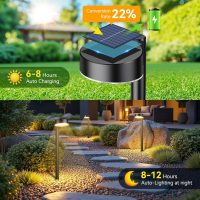 8 Pack Solar Pathway Lights Outdoor, 12 Brighter LED Solar Lights Outdoor Waterproof, Up to 12 Hrs Modern Path Light for Yard Garden Walkway Driveway Lawn (8 Pack) - Image 2