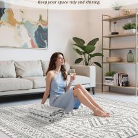 8x10 Area Rug for Living Room Moroccan Washable Rugs Non Slip Indoor Floor Carpet Foldable Large Soft Area Rug for Dining Room Bedroom with Low Pile(Grey,8'x10') - Image 5