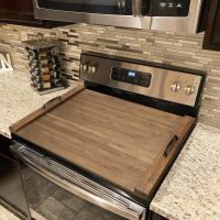 Noodle Board Stove Cover with Handles, Multiple Stove Top Cover Board for Electric/Gas Stove Top(Retro Brown) - Image 2