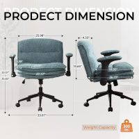 Dowinx Criss Cross Chair with Adjustable Flip-up Arms and Wheels, Comfort Ergonomic Office Desk Armchair with 3 Layer Cushions, Wide Seat Vanity Chair for Home Office, Living Room, Bedroom, Blue - Image 2