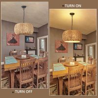 Farmhouse Boho Chandelier, 5-Light with Water Hyacinth Lampshade, for Dining Room, Kitchen Island, Bedroom, Living Room - Image 2