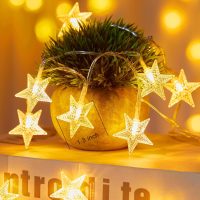 Minetom Star String Lights Battery Operated - 17 ft 50 LED Star Fairy String Lights with Timer, Waterproof for Indoor Bedroom Tent Loft Bed Patio Party Wedding Decor, Warm White - Image 2