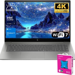 HP Envy 17.3" 4K Ultra 7 Business Laptop, 17.3" 4K UHD 3840 * 2160 Display, Intel Core Ultra 7 155H, 64GB DDR5 RAM, 2TB SSD, HDMI, Webcam, Backlit KB, Wi-Fi 7, W11P, Adata 512 External SSD Bundle