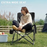 EVER ADVANCED Oversized Folding Camping Chair for Adults with Adjustable Lumbar Support, Heavy Duty Chair with Side Pockets, Portable Collapsible Quad Chair for Outside - Image 5